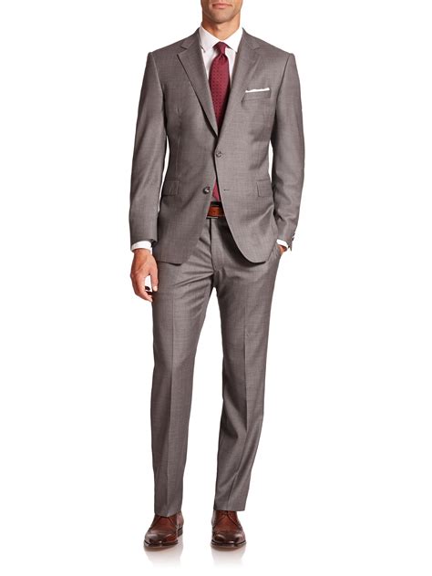 Saks Fifth Avenue Samuelsohn Texturedwool Suit In Gray For Men Light