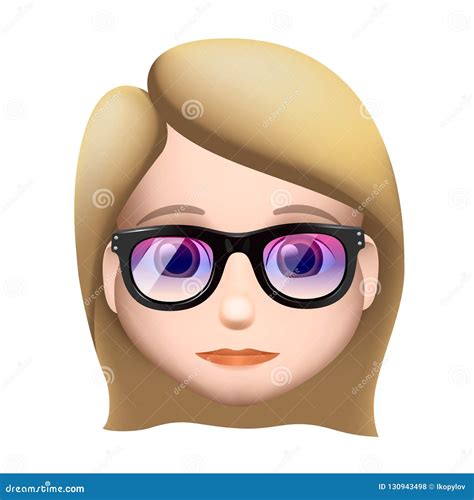 Woman Emoji Icon Medium Light Skin Tone Blond Hair Glasses Vector