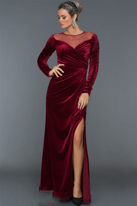 Long Black Velvet Evening Dress Abu527