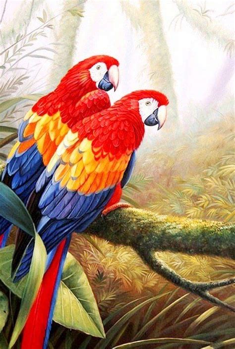 Pintura Moderna Al Óleo Paisajes Con Aves Dibujos De Pájaro