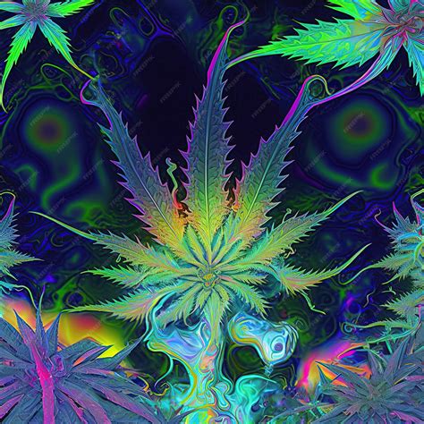 Premium Photo Psychedelic Cannabis Leaf Generative Ai Not Based On
