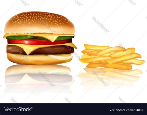 Burger And Chips Royalty Free Vector Image Vectorstock