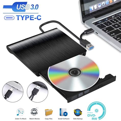 External CD DVD Drive For PC Laptop DVD Player CD Burner Type C USB