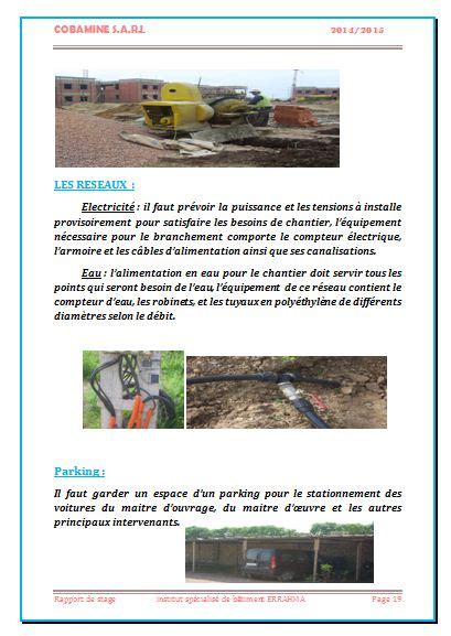 Rapport De Stage Chef De Chantier Batiment Cours Génie Civil Outils