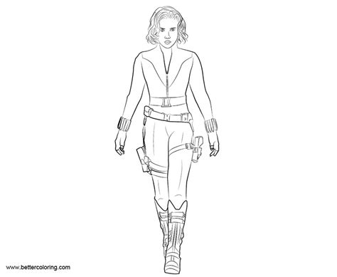 Black Widow Coloring Pages Avengers Outline Free Printable Coloring Pages