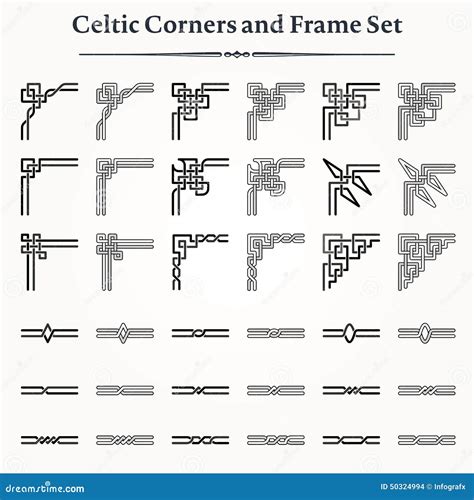 Celtic Corners Vector Design Set Irish Detailed Braided Frame Patterns
