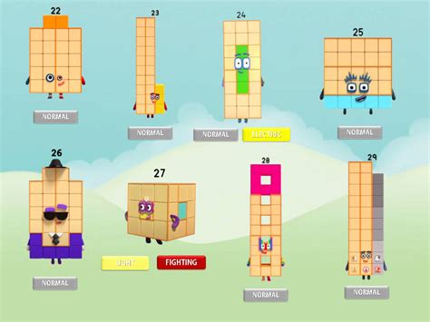 Numberblocks With Types Twenty Two To Twenty Nine By Silviacat3 On