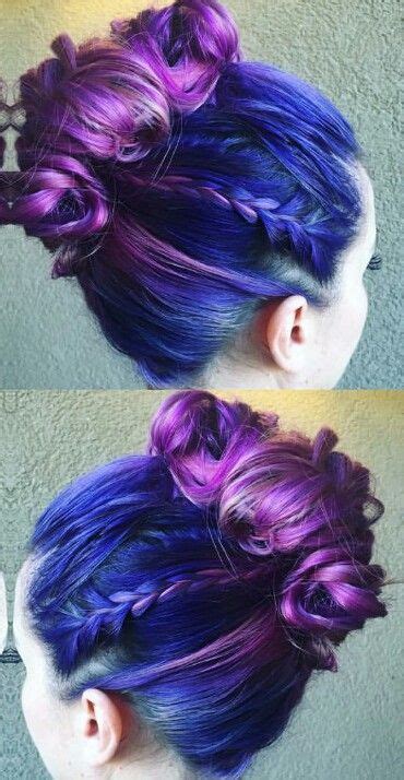 Purple Blue Dyed Updo Hairstyle Dyed Hair And Pastel Hair Pinterest