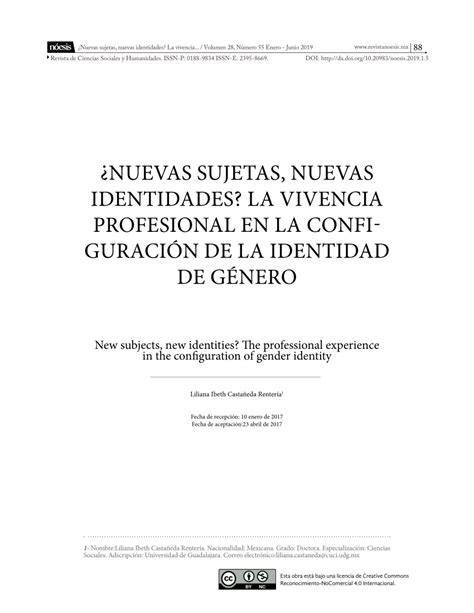 Pdf ¿nuevas Sujetas Nuevas Identidades La Vivencia Profesional En La Configuración De La