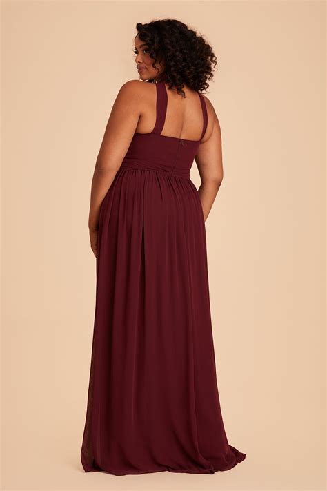 Kiko Cabernet Slit Chiffon Halter Dress Birdy Grey