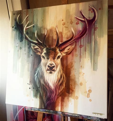Deer Original Acrylic Painting Deer Artwork Deer Wall Art Stag Painting