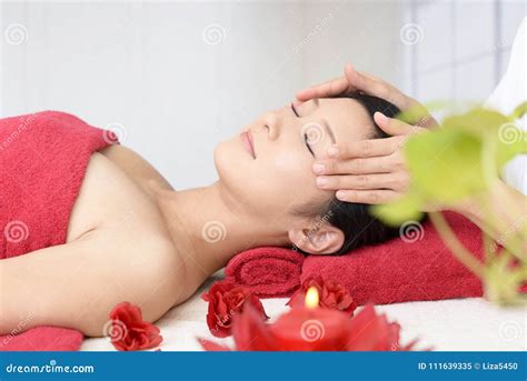 Beautiful Young Woman Receiving Facial Massage Stock Image Image Of Hair Facials 111639335