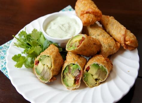 Position egg roll wrappers on a flat work surface so that 1 corner is pointing toward you. Avocado No-Egg Rolls - VegFamily