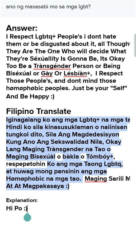 Ano Ng Masasabi Mo Sa Mga Lgbt Brainly Ph