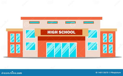 School Building Cartoon Vector Stock Vector Colourbox
