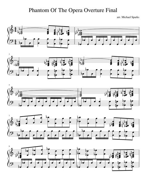 Search for free sheet music search >>. Phantom Of The Opera Overture Final sheet music for Piano download free in PDF or MIDI