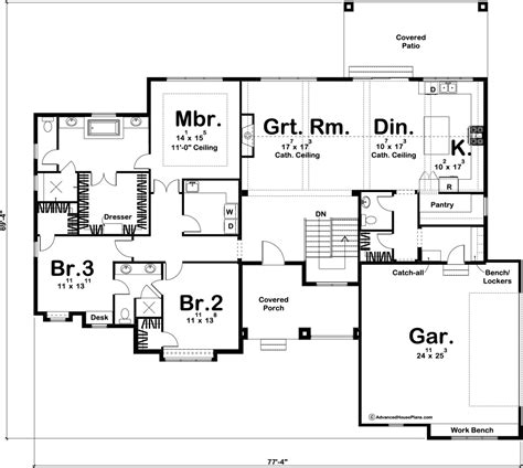 1 Story Craftsman House Plan Fire Ridge Retirement House Plans