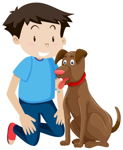Young Boy With Pet Dog 297255 Vector Art At Vecteezy