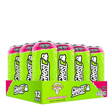 Ghost Energy Ready To Drink 16 Ounce Cans Warheads Sour Watermelon 12