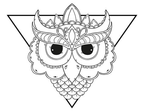 Cela est fabriquée avec plein de crayons. Coloriage mandala chouette grands yeux à imprimer - Artherapie.ca