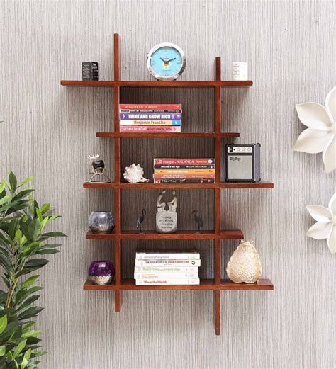 Buy Sheesham Wood Book Shelf In Provincial Teak Finish By My Furniture