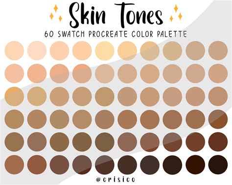 Skin Tones Procreate Color Palette Light To Dark Skin Shade Etsy