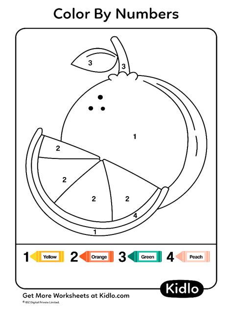 Color By Numbers Fruits Worksheet 19