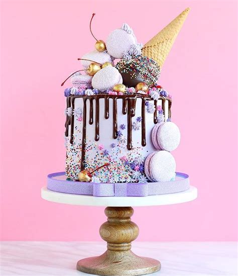 Girls Th Birthday Ice Cream Cone Drip Cake Ice Cream Cone Cake Cake