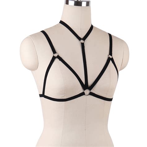 sexy bondage body harness belt black goth elastic straps cage bra lingerie s0006 buy cage bra