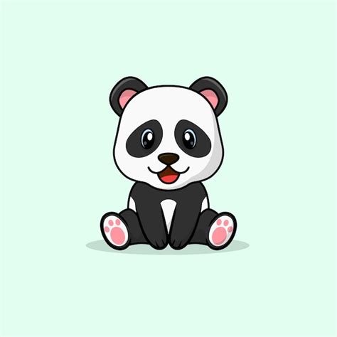 Premium Vector Vector Cute Baby Panda Cartoon Sitting Icon Illustration