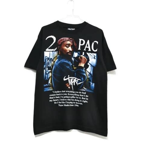 Vintage 2pac Tupac Shakur 1996 Mens Black Double Sided T Shirt Size M