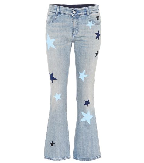 Stella Mccartney Denim Star Printed Flared Jeans In Blue Lyst