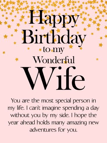 Happy birthday message for wife. To my Wonderful Wife - Star Happy Birthday Wishes Card | Birthday & Greeting Cards by Davia
