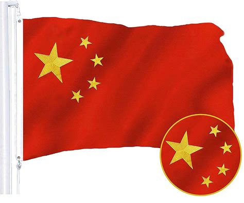 G128 China Flag 3x5 Ft Embroidered Stars Brass Grommets