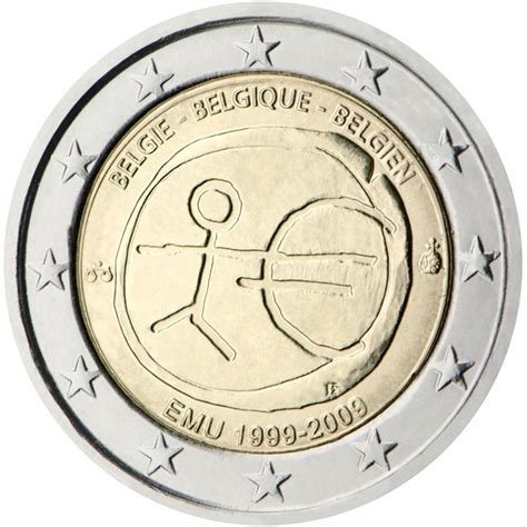 2 Euro Belgio 2009 Emu Decennale Unione Economica E Monetaria Belgio