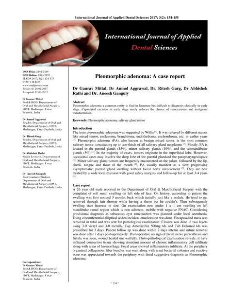 Pdf Pleomorphic Adenoma A Case Report