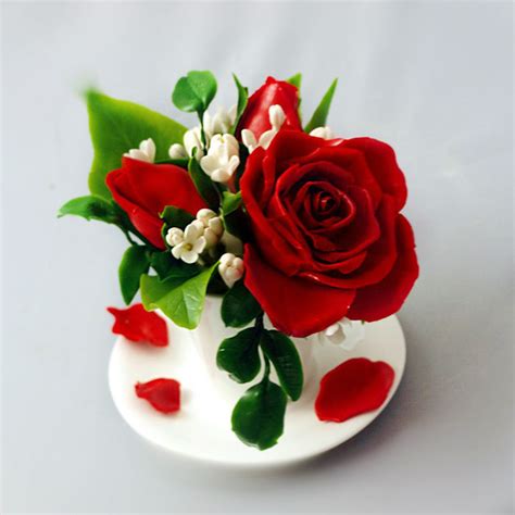 Red Rose Flower Arrangement Handmade With Love Oriflowers