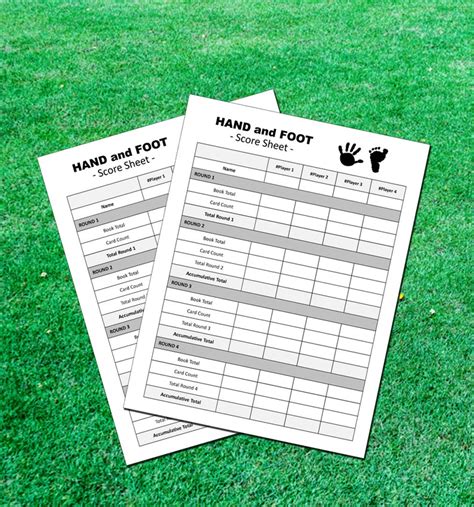 Hand And Foot Score Card Printable