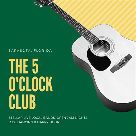 Established in 1998, the award winning locally owned & operated live music and cultural v. Five O'Clock Club Live Music in Sarasota, FL | Music, Live music, Local bands