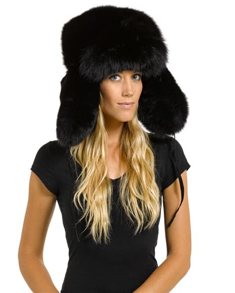 Ladies Black Fox Full Fur Russian Hat