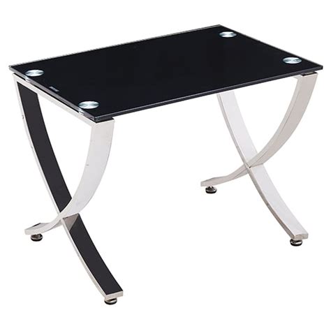 Vienna Black Glass Nest Of Tables With Angular Stainless Legs