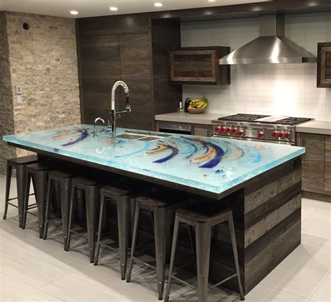 Unique Kitchen Countertops This Crystal Colored Countertop Also Granite