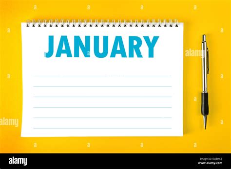 January Paper Calendar Blank Page With Spiral Binding As Time