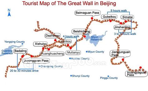 Great Wall Of China Map Travel Maps Of Badaling Mutianyu