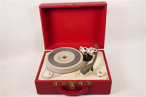 A Vintage 1960s Suitcase Portable Record Player 12½ X 9 X 5