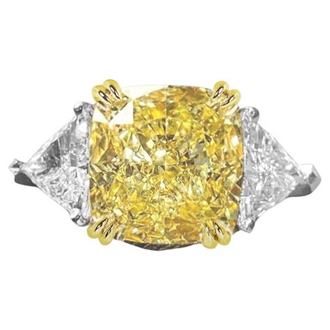 Exceptional Gia Certified Fancy Intense Yellow 5 Carat Radiant Diamond