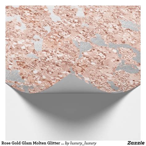 Rose Gold Glam Molten Glitter Bride Gray Copper Wrapping Paper Copper