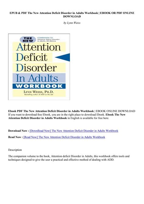 [pdf] the new attention deficit disorder in adults workbook lynn weiss by charlotte birch issuu