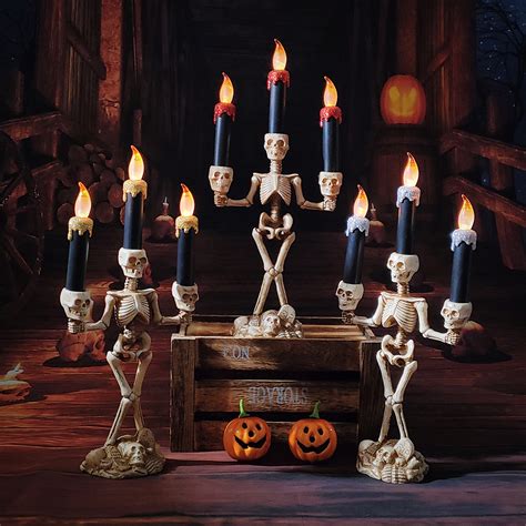 halloween decorations skull led candlestick pumpkin ghost candle lights horror props halloween