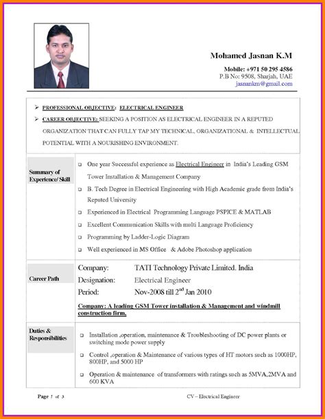 Mechanical Engineering Cv Format 2019